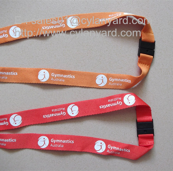 Promotional neck lanyard with plastic breakaway buckle