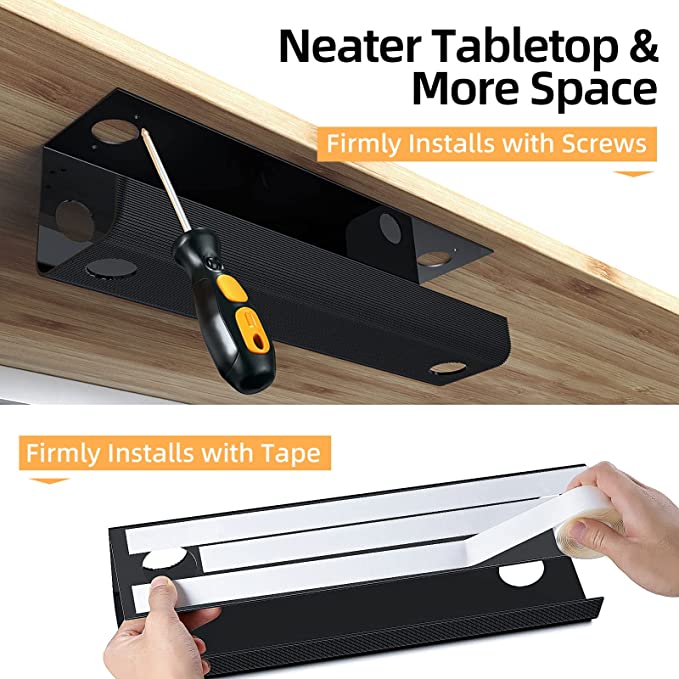 Electric Office Furniture 2023 2 Pack Under Desk Cable Tray with Clamp Management Raceway