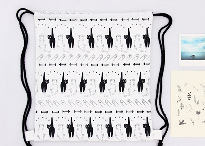 Dual-use travel backpack bag drawstring student creative printing cloth bag