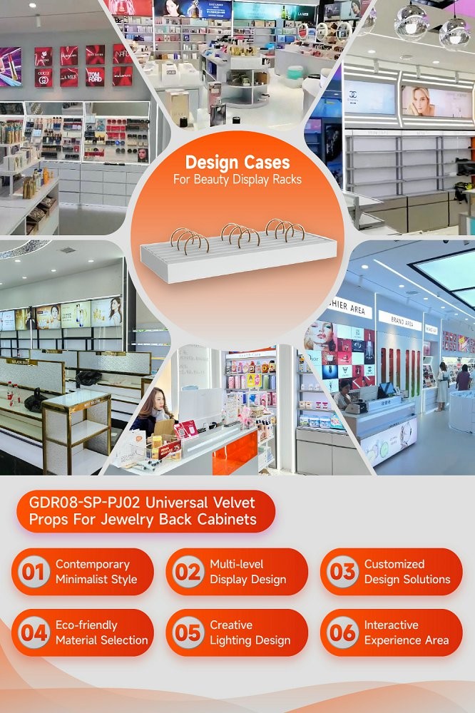 GDR08-SP-PJ02 Cosmetic Display Shelf with Soft Padding Inside and Specialized Card Slots for Cosmetics Display