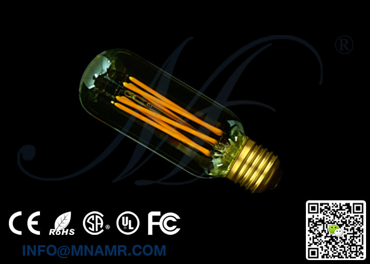 2W 4W 6W LED Filament Type Edison Bulb 2200K Warm Glow Dimmable Amber Tinted T45 Tubular 40 Watt Equal