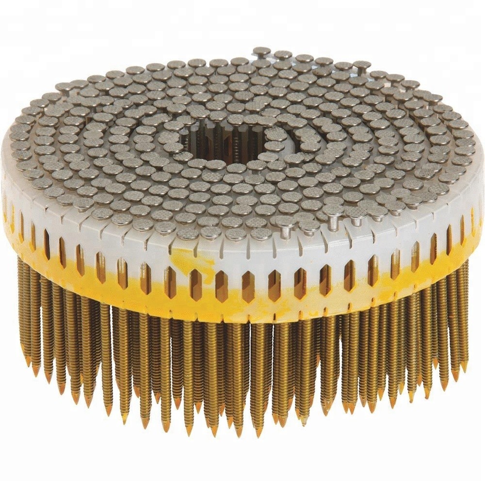 Dome Head 15D Plastic Coil Nails Smooth / Screw / Ring Shank Available