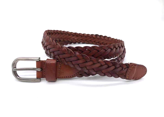 BRACHI 105cm Women's Braided Leather Waist Belt For Skirts