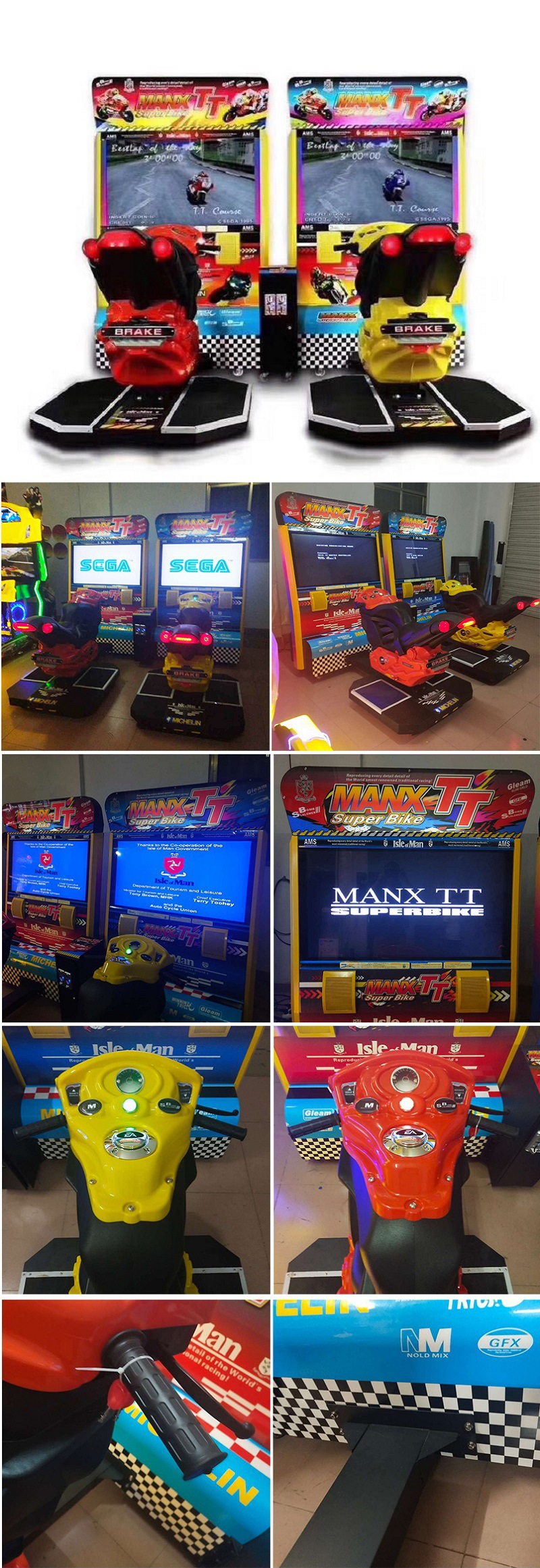 Plastic Moto Racing Game Machine 2200*2500*2500mm Cool Coin Operated Driving Simulator