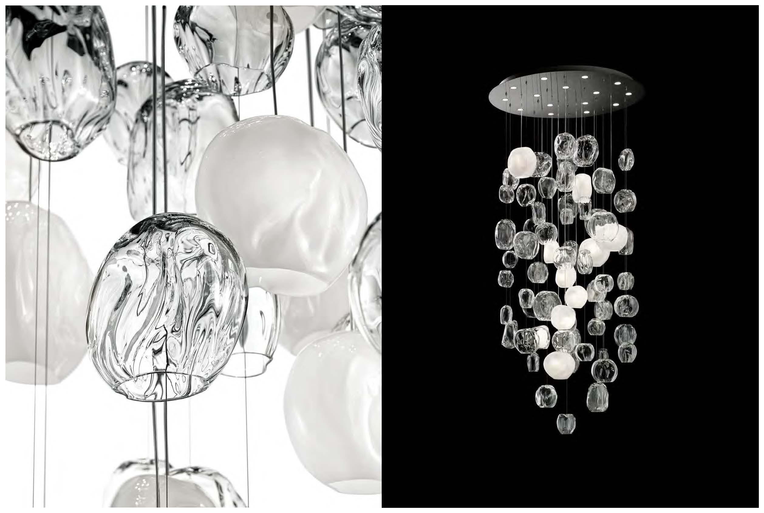 Custom Creative Glass Chandeliers Clear Or Colourful LED Lamp Source