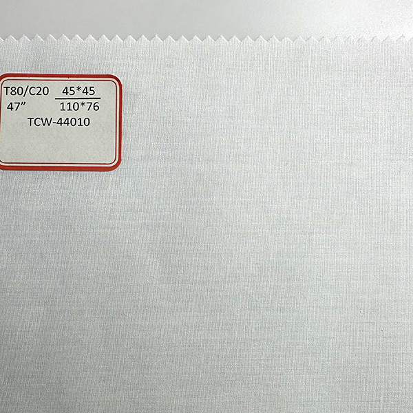110*76 TC Poplin Fabric Rolled Polyester Cotton Bleached Fabric 45 Count