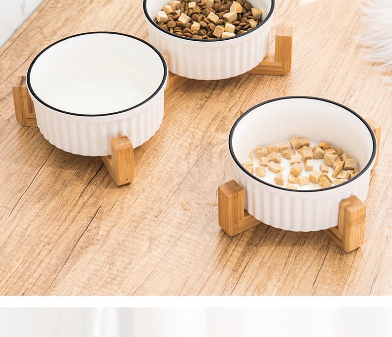 Custom Ceramic Custom Pet Bowls Feeders Rounded Shape With Shelf
