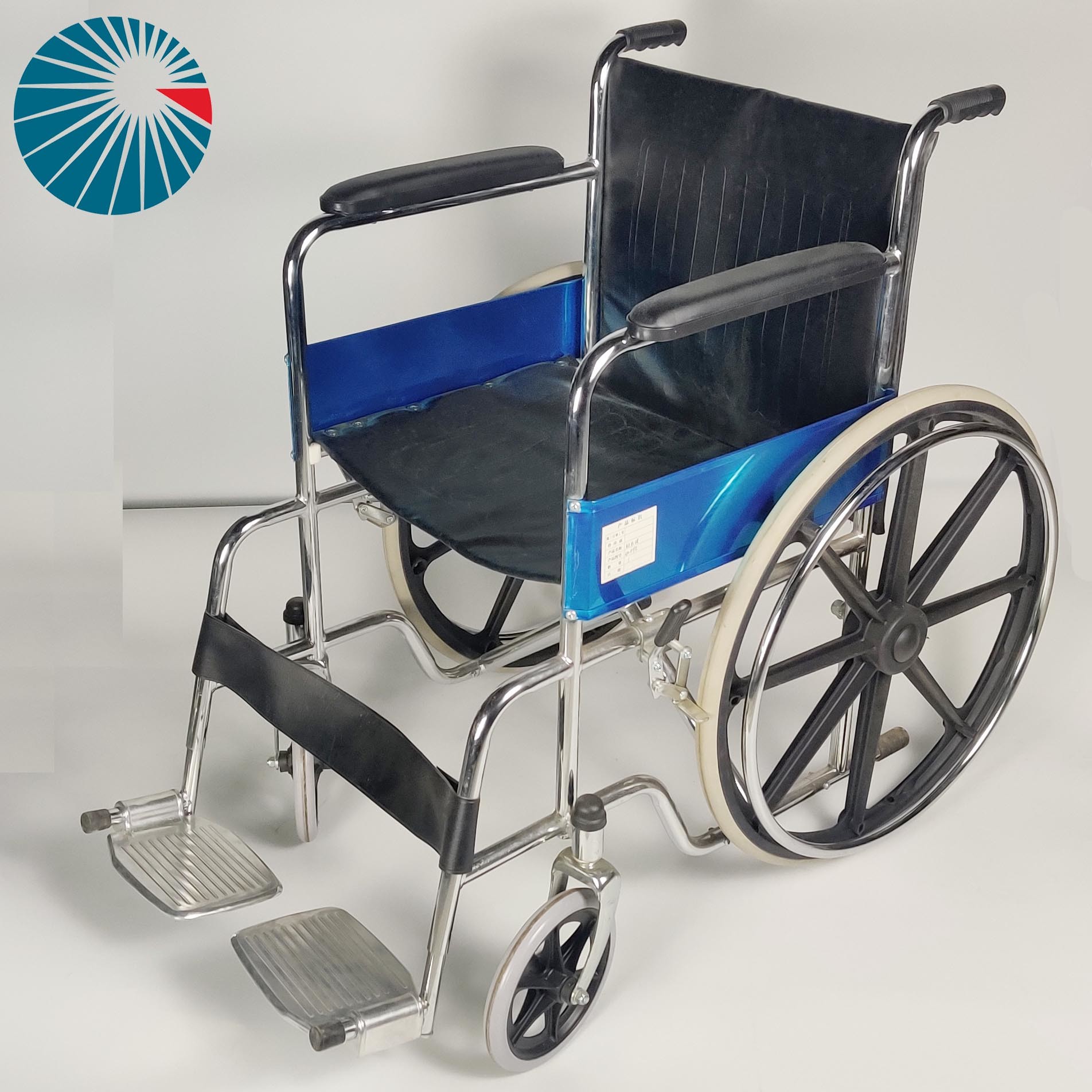 Steel Folding Commode Wheelchair Mag Rear Wheel 2 In 1 Chrome Frame Pu Armrest