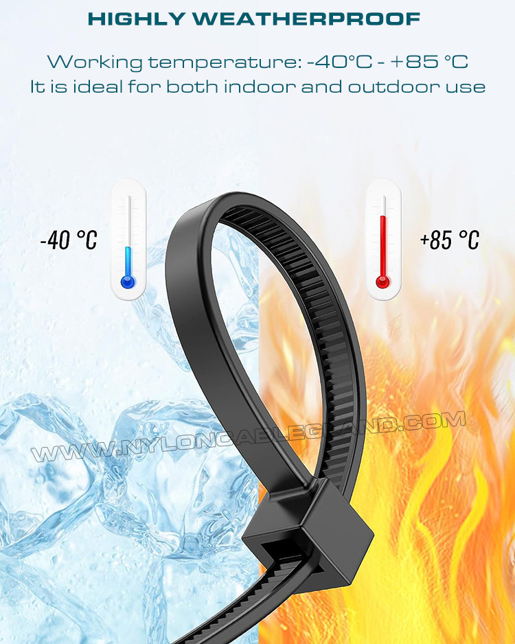 Cable Ties 200mmx3.6 Plastic Wire Cable Tie Strap, Ø3~50mm Adjustable Nylon PA66 Zip Tie Wrap (40lbs/18kgs) for Outdoor