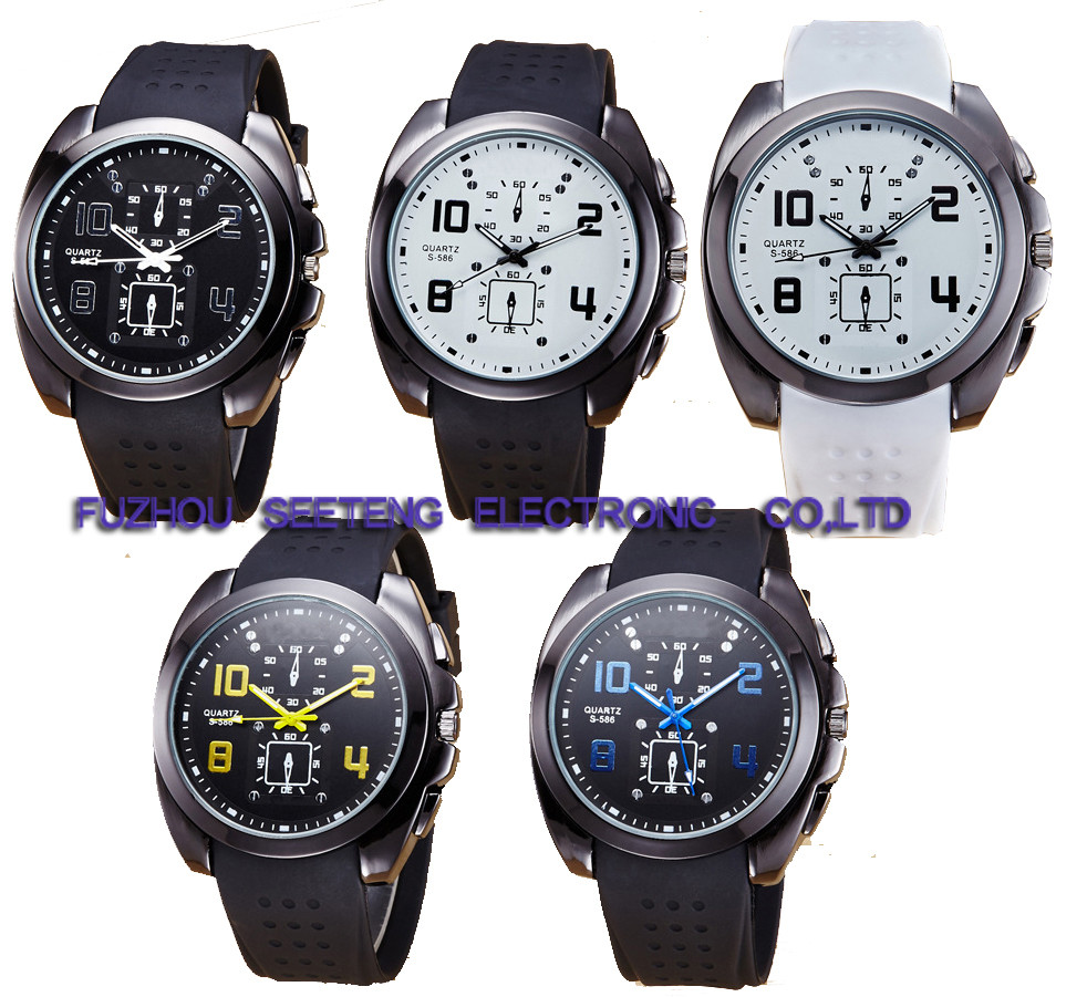 Silicone strap with alloy case round dial and customized watch silicone watch cool style