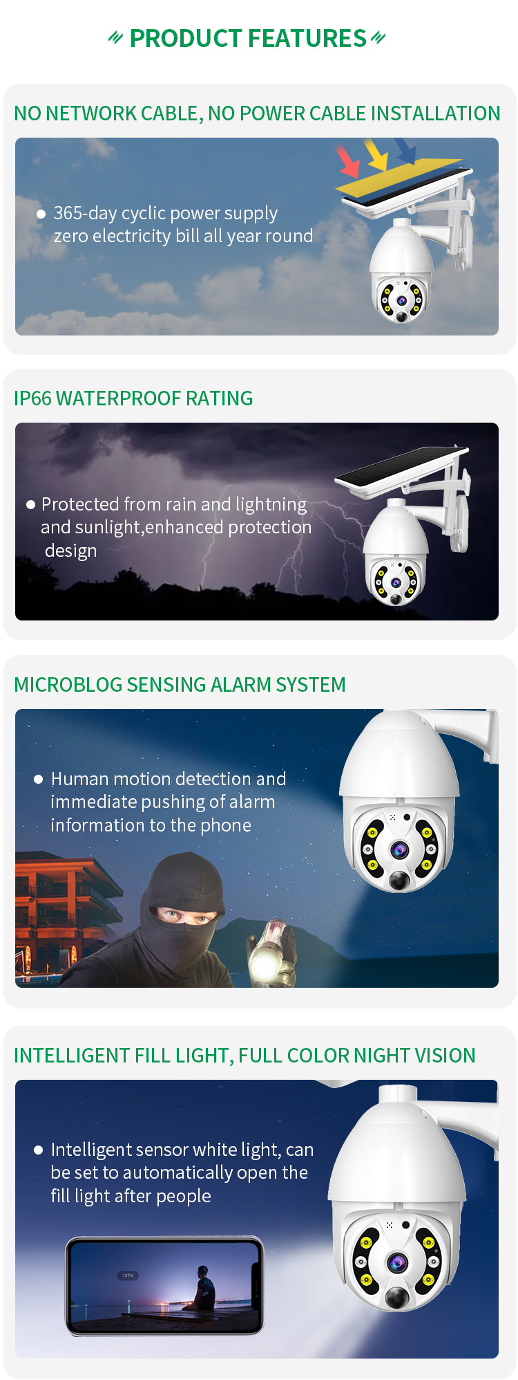 4G Solar Powered Camera Two-Way Audio 1080P Solar Cctv Wireless Network PTZ Cloud Storage Outdoor Camera