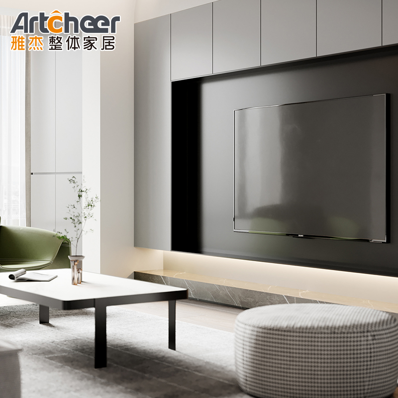 Specific TV Stand Wall Mounted Design in Modern Grey Finish with E0 Material Grade