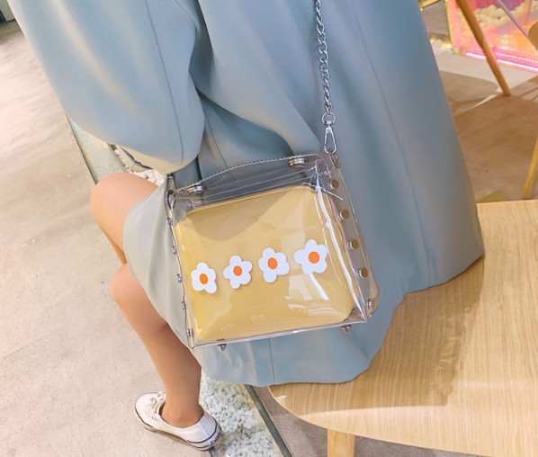 Hot Stamping 0.25MM PVC Handbags With Two Braid Hands