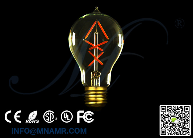 3W Dimmable Edison A19 LED Bulbs 2200 Kelvin Warm White 360 Emitting Beam Angle 20 Watt Equivalent