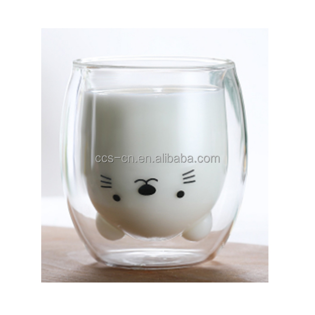 150ml 240ml 300ml Heart Shaped High Borosilicate Milk Mugs Tea Mugs Insulated Double Wall Glass Coffee Cup