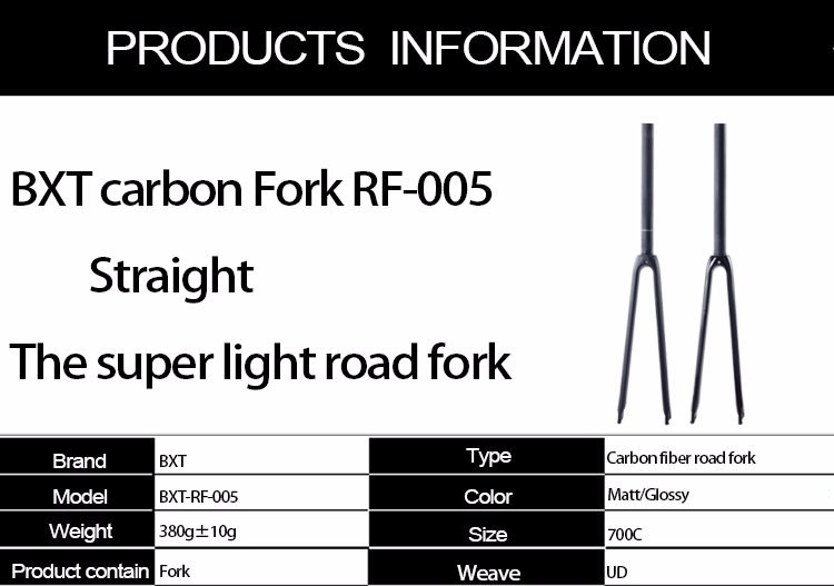 Straight Tube Racing Carbon Road Bike Fork 700C V Brake Carbon Aero Fork