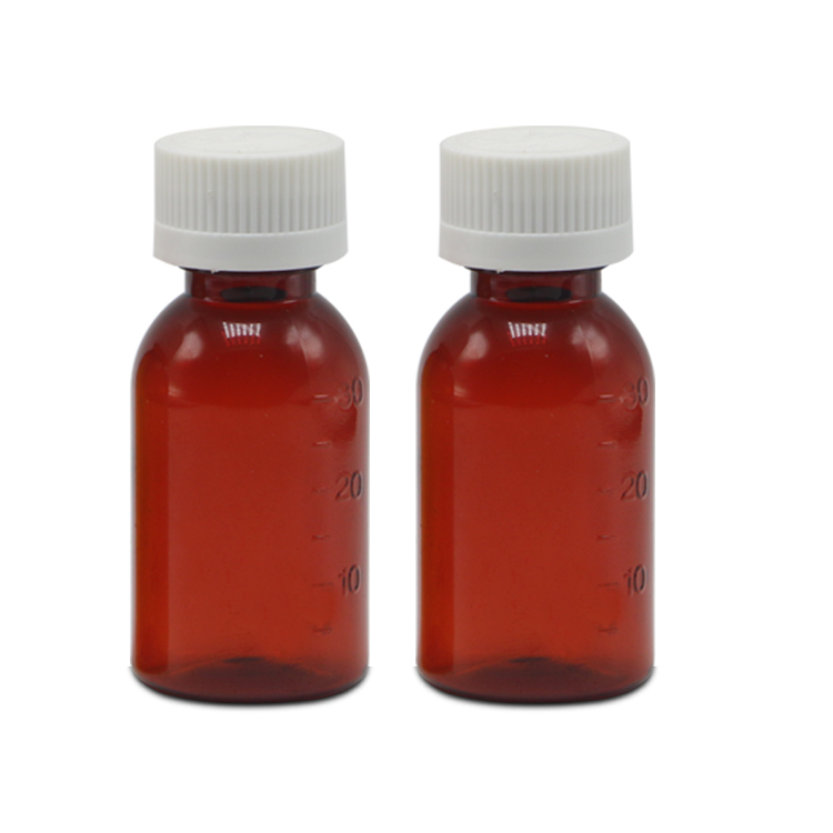 GMP Pharmaceutical 30ml PET Amber Plastic Liquid Bottle with Tamper Proof Screw Cap