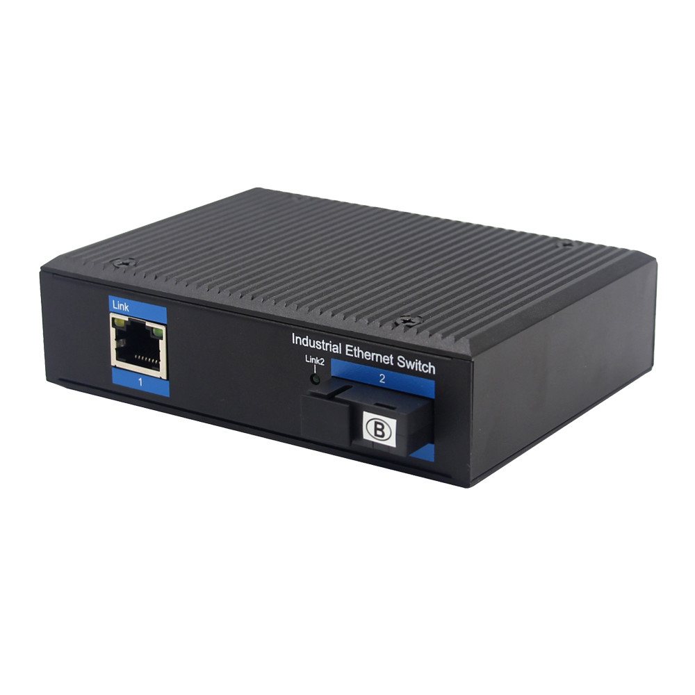 Din Rail 10/100/1000M Fiber To UTP Converter 24V Unmanaged Industrial Switch