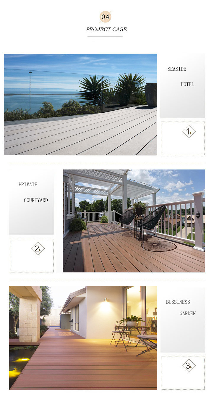 Outdoor Waterproof Anti Slip Co Extrusion Composite Decking Wood Plastic WPC Crack Resistant