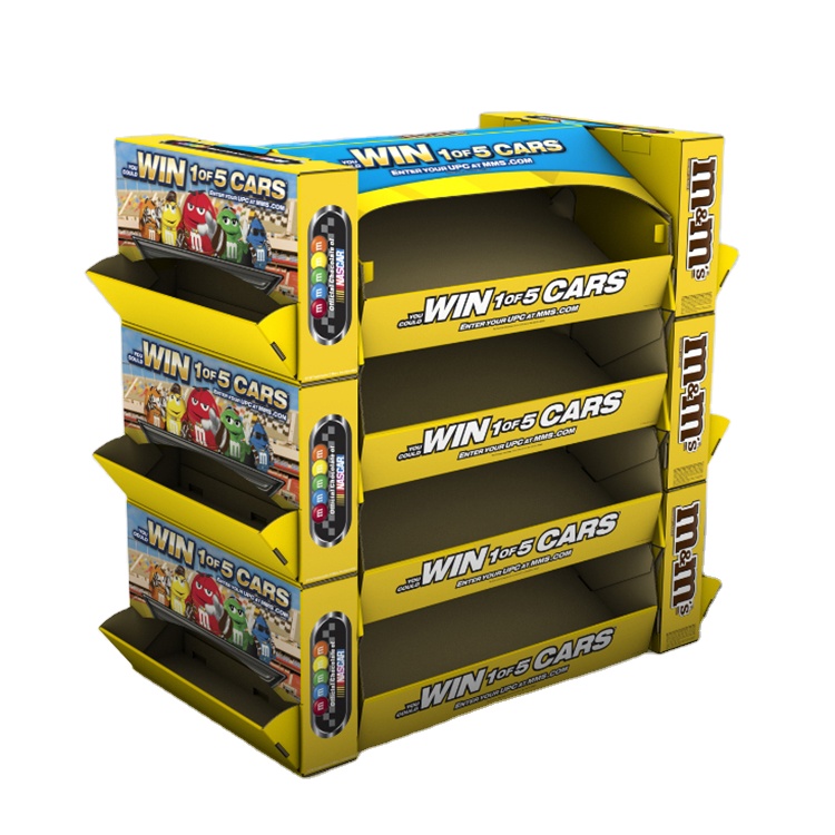 Customized Point Of Sales Displays Candy Display Rack With Adjustable Trays