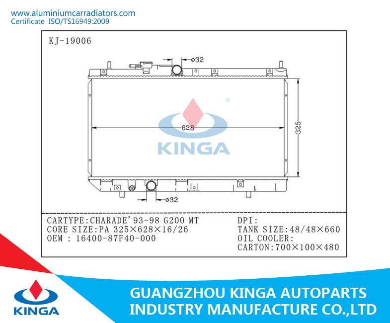 OEM 16400-87F40-000 DAIHATSU Aluminium Car Radiators For CHARADE ' 93-98 G200