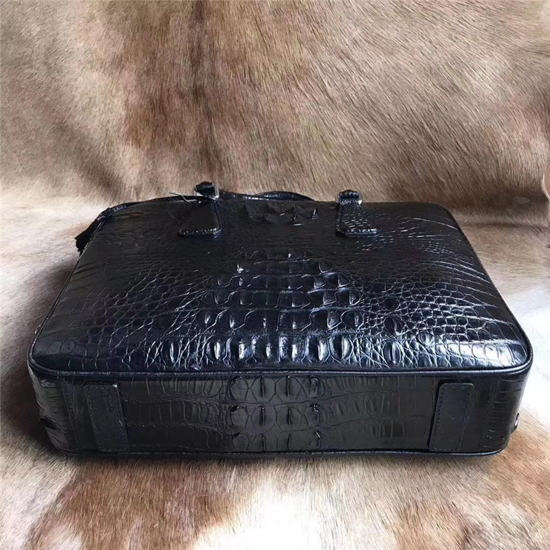 Alligator Leather Key Lock Closure Businessmen Laptop Briefcase Genuine Crocodile Skin Male Large Working Travel Handbag