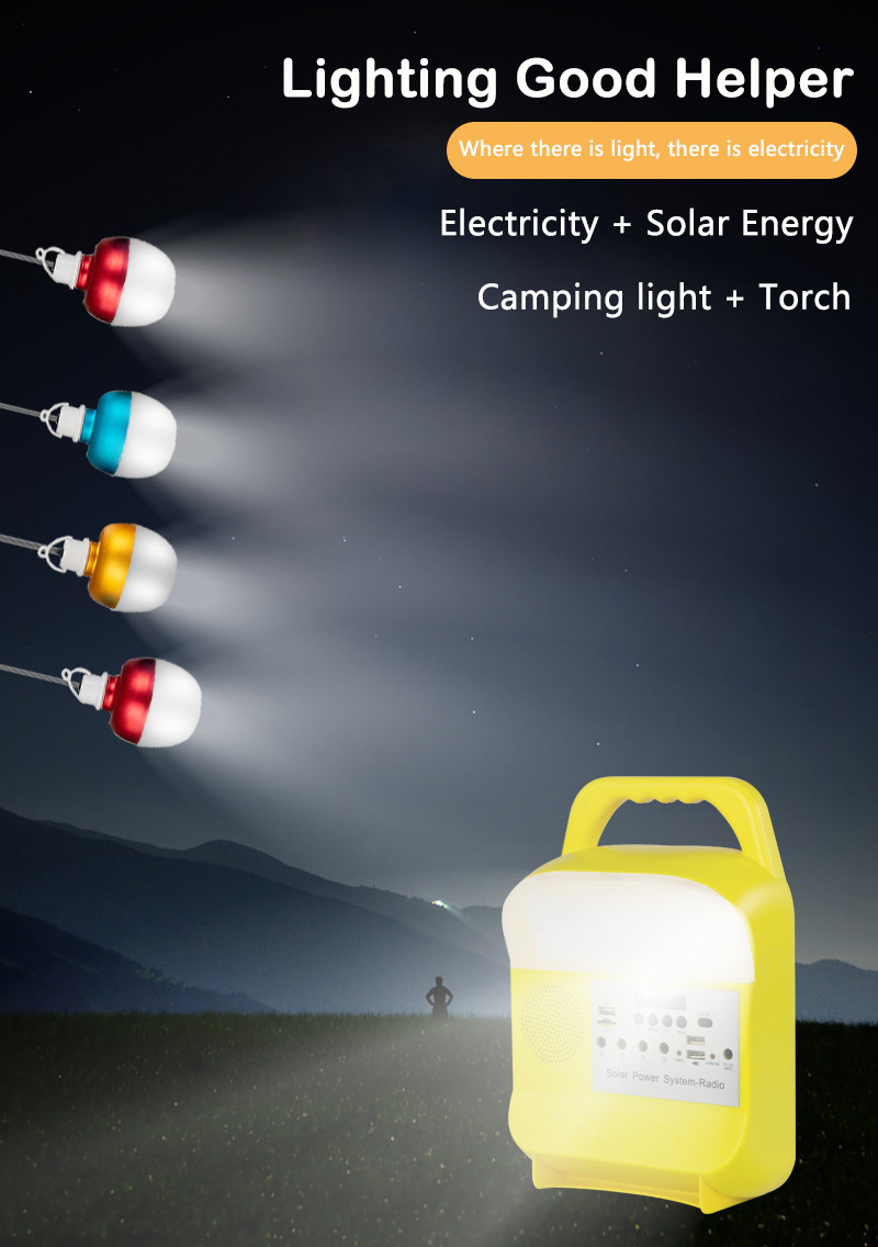 20W / 6V Mini DC Solar Lighting Kit With Rechargeable Lithium Battery Lighting System