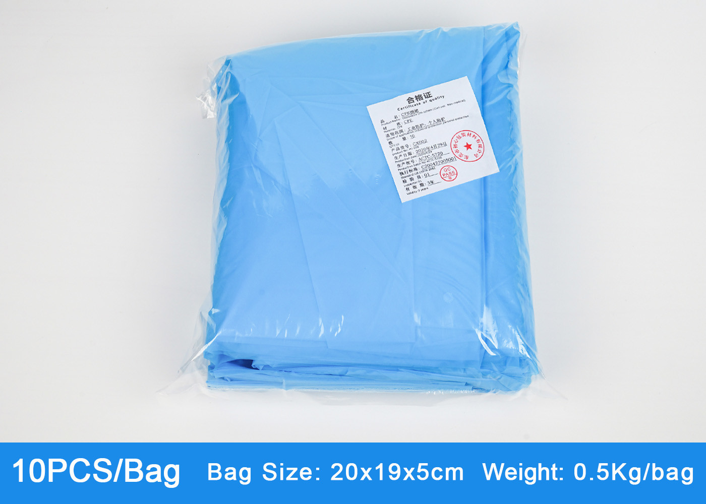 Disposable Hospital Laboratory Thumb Cuff Waterproof CPE Gown Environment Friendly