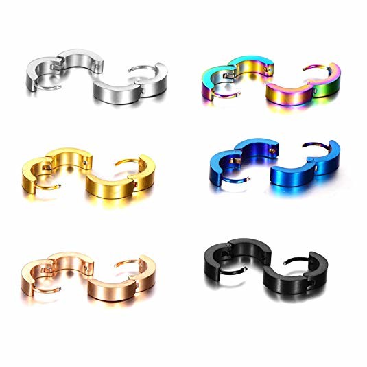 Stainless Steel Small Hoop Earrings Set Clip On Earrings Set for Men Women Huggie Earrings Non-Piercing