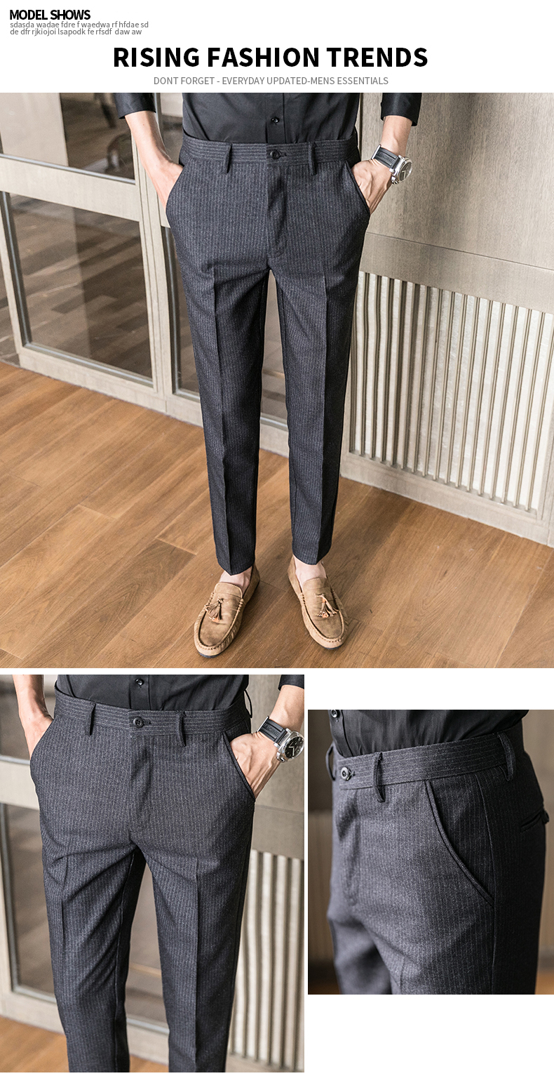 Formal Wedding Wear Men's Suit Pants Blazer Dress Pants with Slim Fit and Zipper Fly