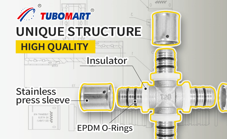 Multilayer Composite Pipe Fittings Brass Pex Al Pex Gas Pipe Press Fittings