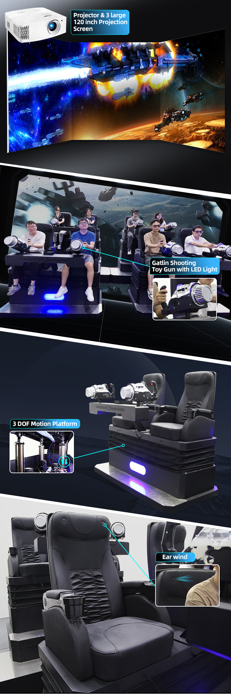 8 Seat 9D VR Cinema With Projection Screen Glasses 5 Games 7D VR Egg Chairs