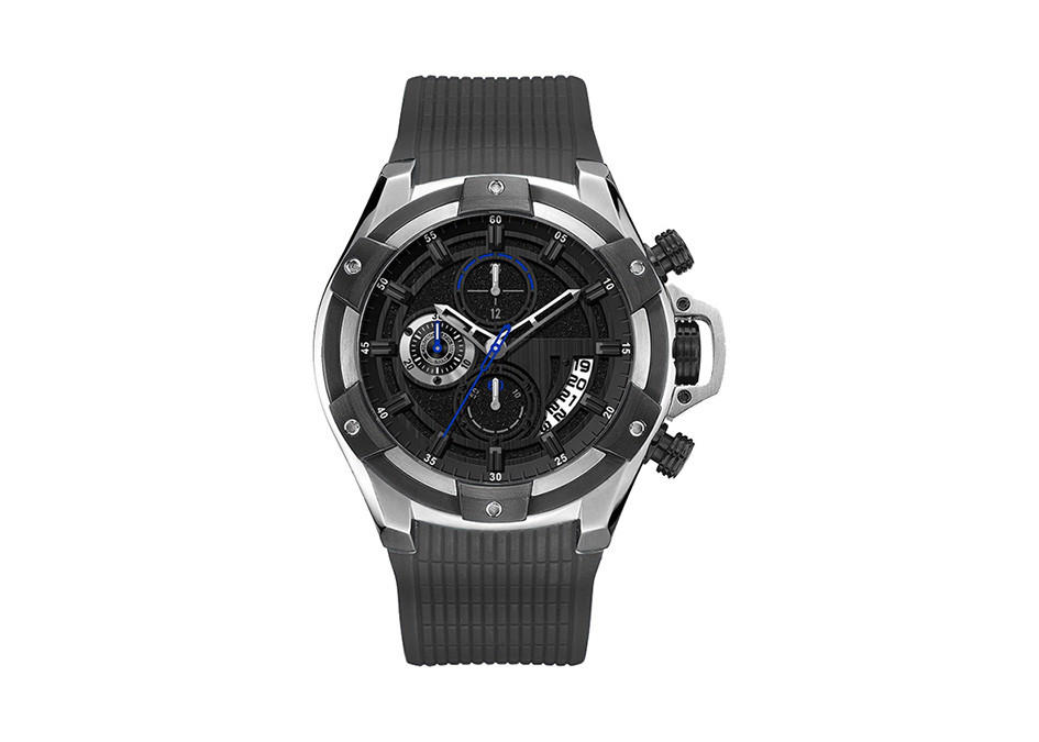 Mens Sports Stainless Steel Waterproof Watch Silicone Strap Good IP Plating