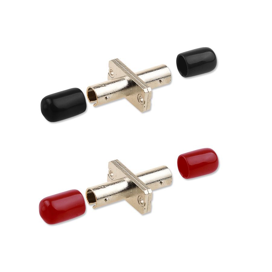 Metal SX ST Adapter , SM MM ST Fiber Coupler With Red Dust Cap