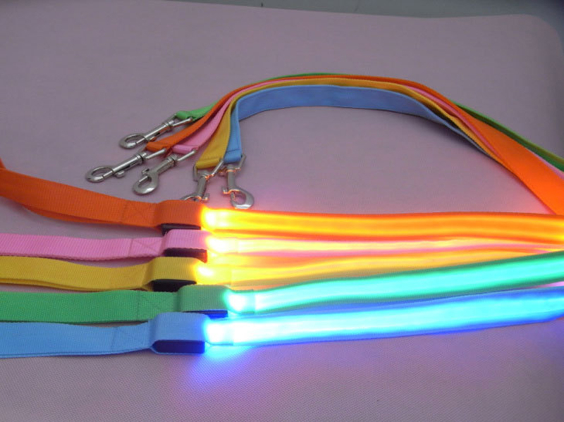 LED Lighted Dog Leash Night Safety Training Pet Lead Leashes
