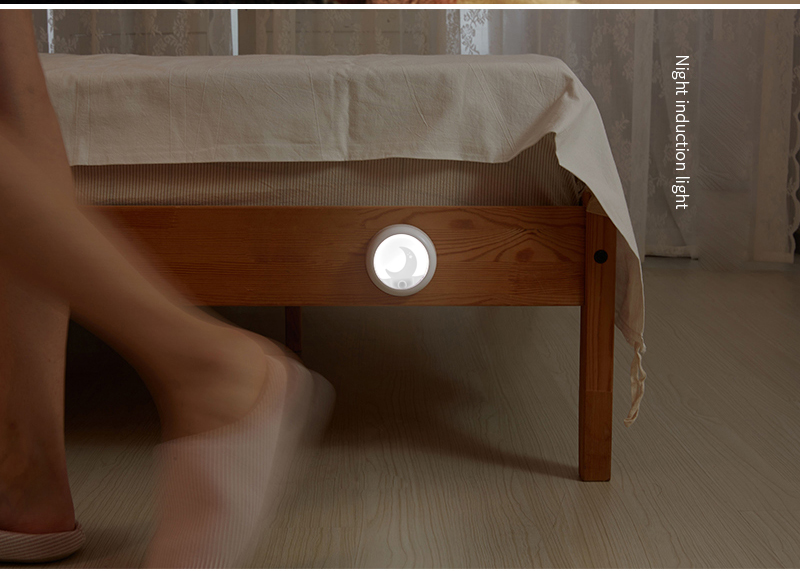 Portable Natural White Dia8cm 4000K USB Rechargeable Motion Sensor Light Moon Shape