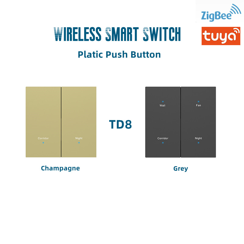 Full Plastic Tuya Zigbee Smart Switch Home Wall Switch 86mmx86mm Push Button Type