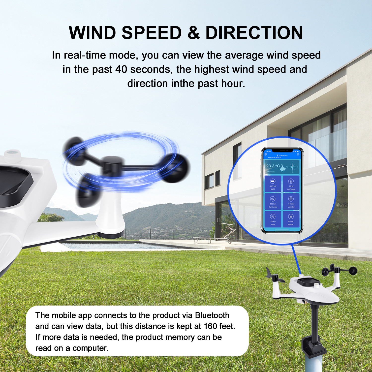 20% To 90% Wireless Solar Powered Weather Station With Outdoor Sensor