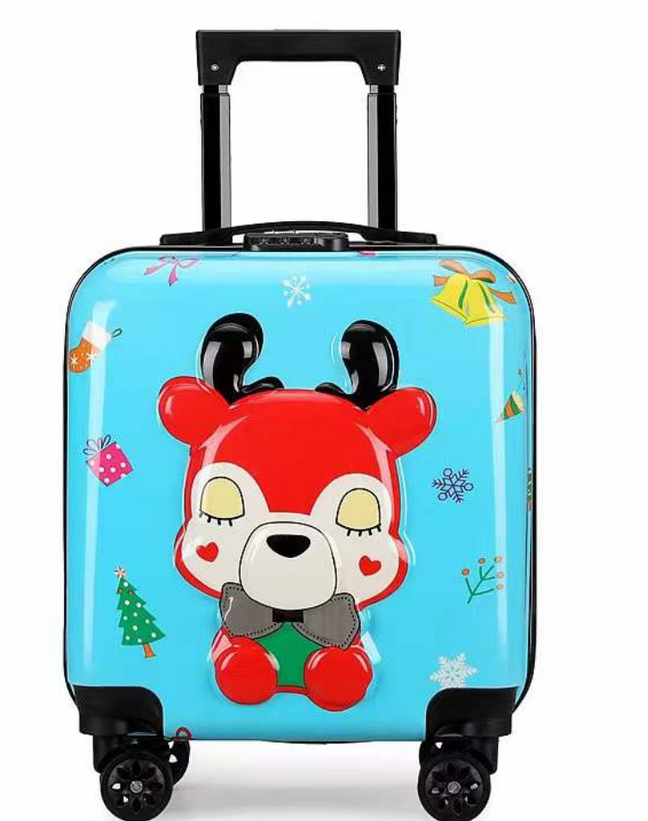 Hard Shell Children Fashion Luggage Trolley School Bag 18 Inch Kids Cartoon Trolley Suitcase For Travel