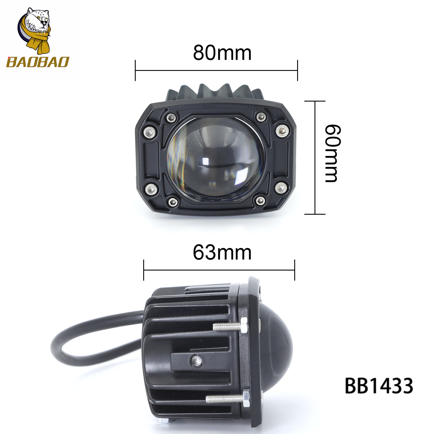 Rectangle White Yellow Projector Spotlight Motorcycle Driving Lamp
