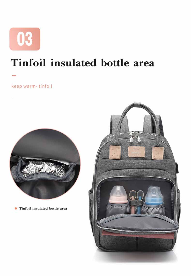 Large Capacity Mom Baby Bag Multi-function Waterproof Outdoor Travel Diaper Bag With USB Charging For Baby Care