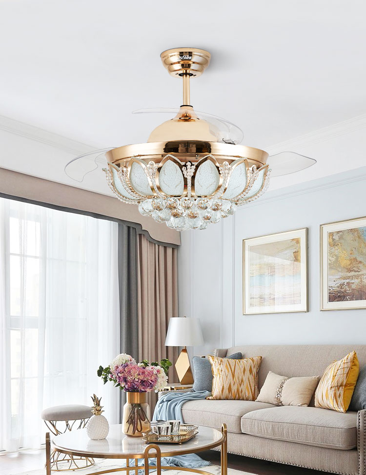 Foldable Blade LED Ceiling Fan 42 Inch Gold/OEM with LED Light and Blades