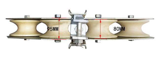 4 Nylon Wheel Cable Wire Rope Pulley Block , 80mm Thickness Wire Pulling Blocks