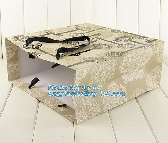paper carrier bag,kraft paper bag,craft paper bag manufacturer,Printing Logo Paper Carrier Bag with Bowknot and Handle f