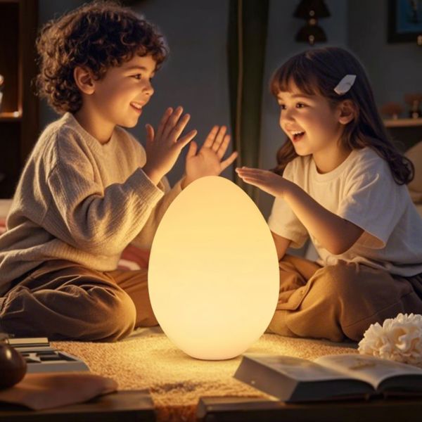 Modern Eco-Friendly Egg-Shaped LED Table Lamp Indoor Night Light Stylish Design for Reading Room AC DC Power Supply Remote