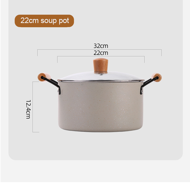 3 Pcs Nonstick Cookware Set Fine Iron Non Stick Cooking Pot Set With Glass Lid