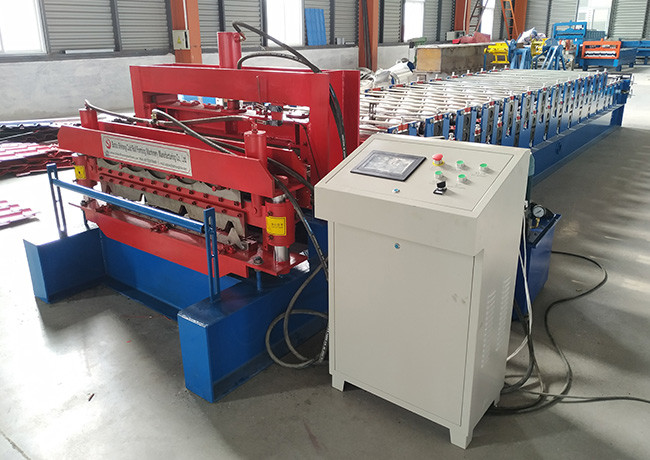 Roof Tile Double Layer Roll Forming Machine Electric Tension 380V 50 Hz 3 Phase