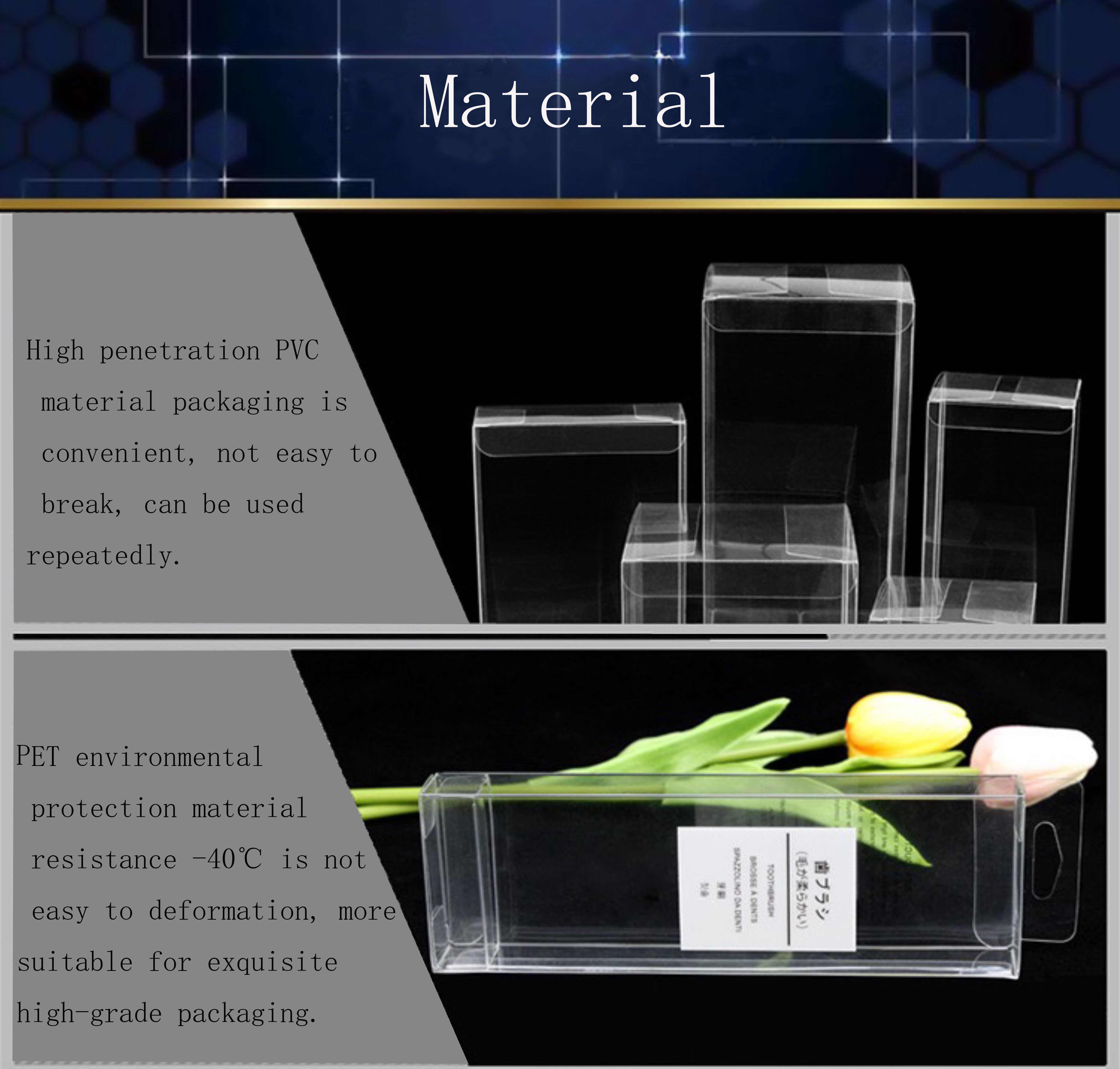 Hot Selling PET Packing Box Custom Clear Transparent Folding Square Box