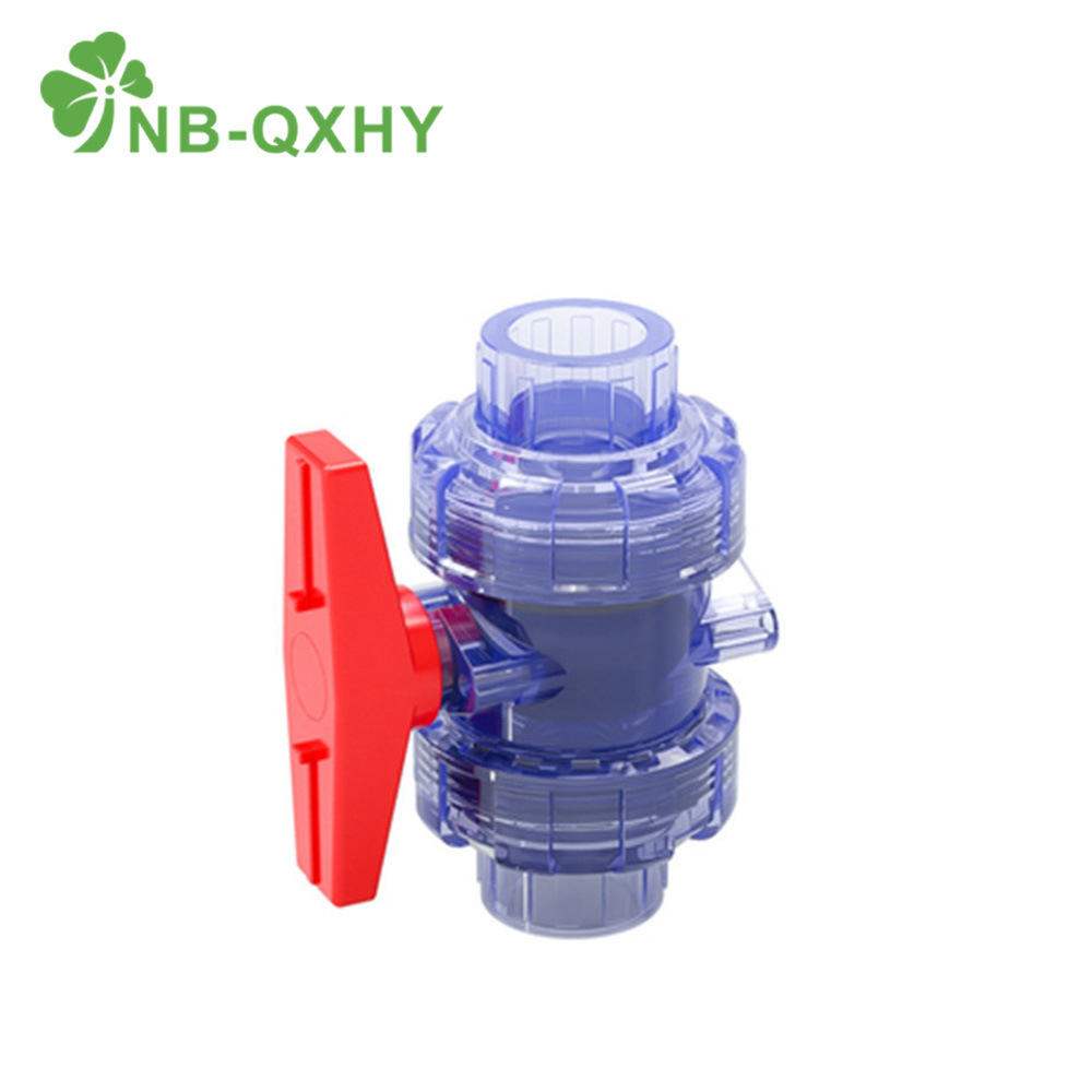 Water Supply UPVC Transparent Clear Double Union Ball Valve for Aquarium