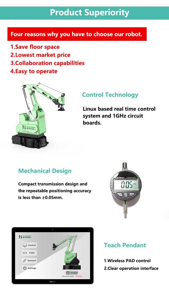 1KG Payload 5 Axis Industrial Robot Arm Manipulator